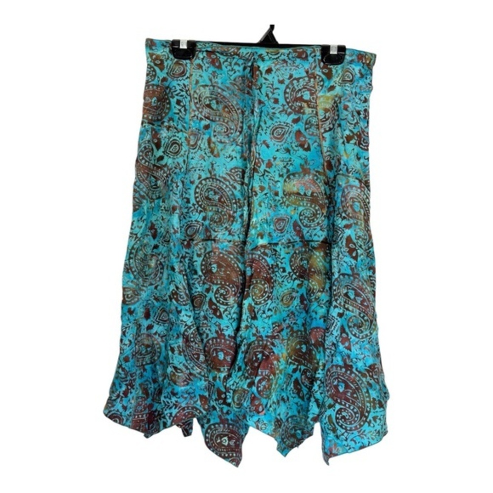 Mystic Rags Skirt Womens Size Small Turquoise Brown Asymetrical Hem Gypsy Boho